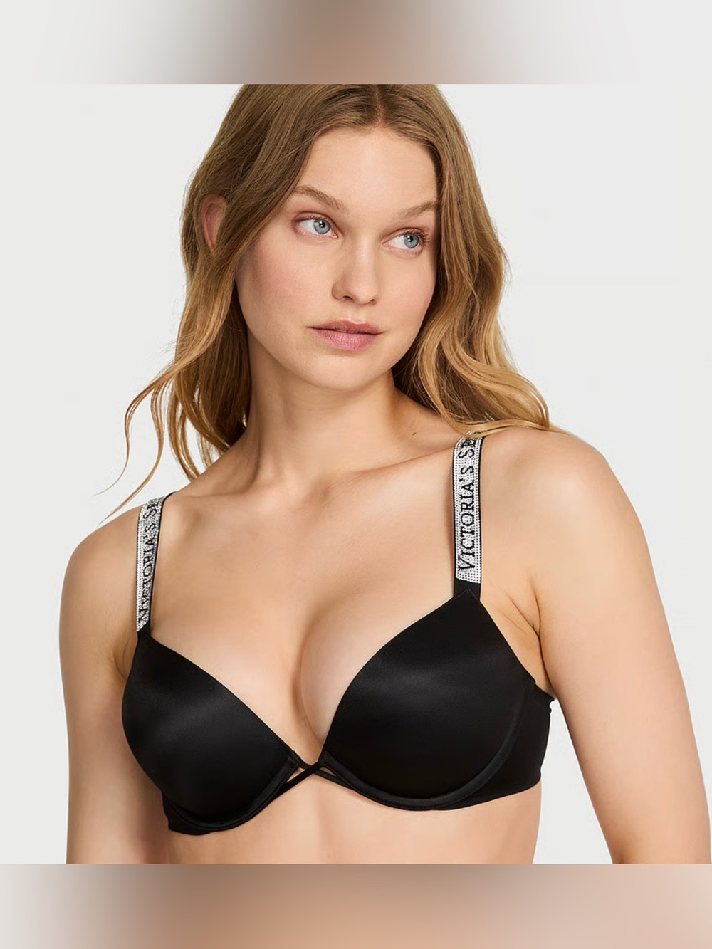 VICTORIA'S SECRET SHINE STRA BOMBSHELL ADD 2 CUPS PUSH UP 32D BLACK